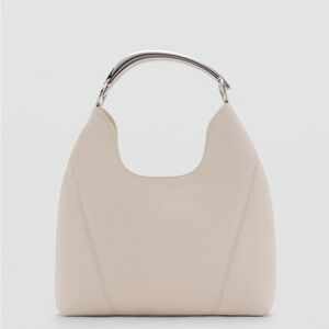 NWT Mango LEATHER SHOULDER BAG WITH
METAL HANDLE